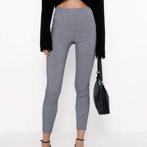 Zara Checkered Leggings With Zipper